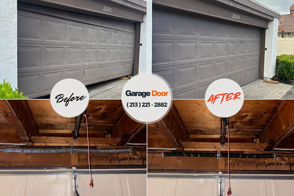 Before and after: garage door repair Forest, MS